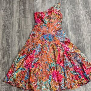 Lauren Ralph Lauren Multicolor Silk One-Shoulder Dress